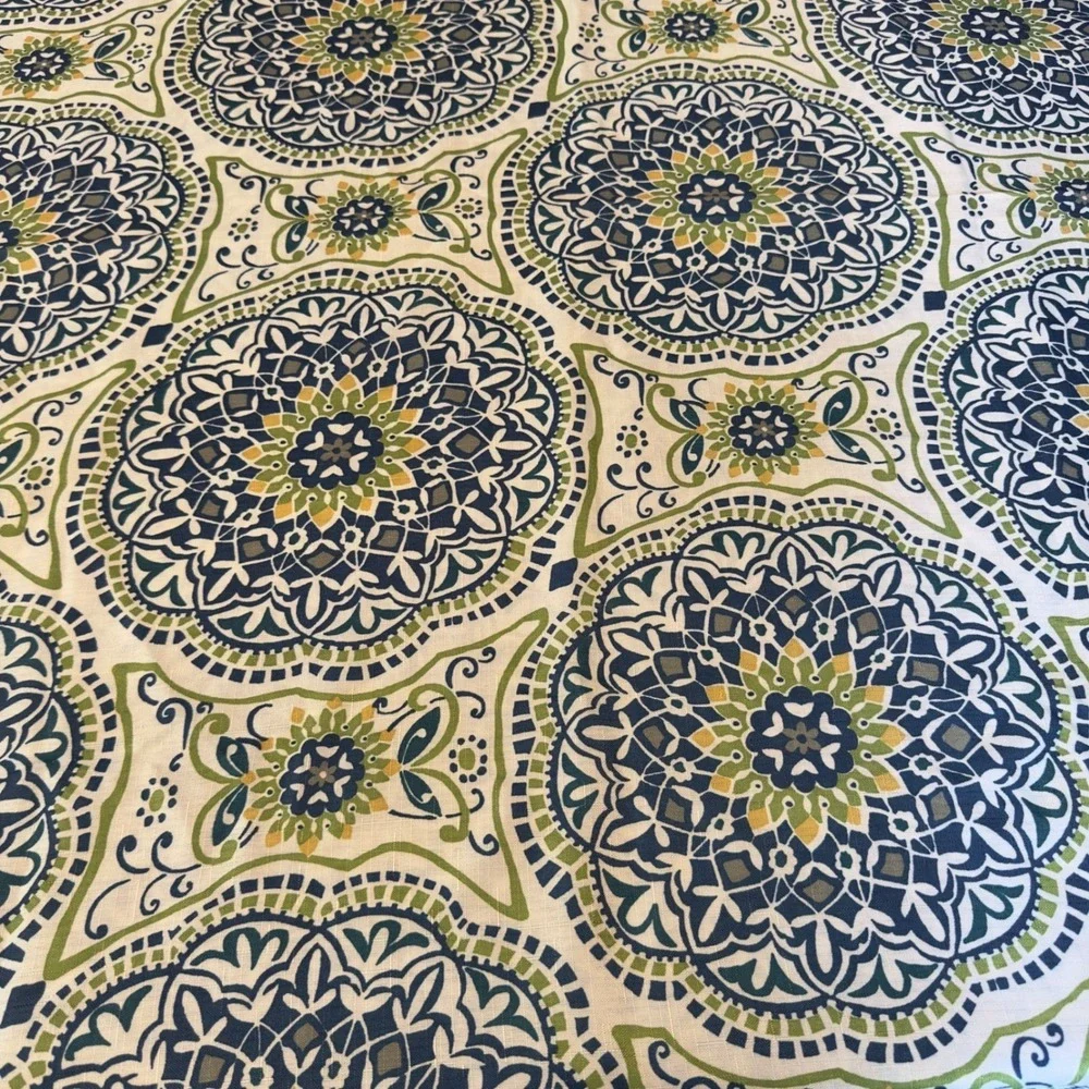 Mandala Medallion Rectangular Tablecloth Navy Blue Green 82x60 Polyester